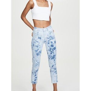 PAIGE Hoxton Slim Crop Raw Hem Jeans Tie Dye NWT